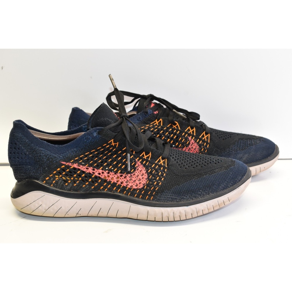 Nike Free RN Flyknit Running Shoes Black/Orange Mens Size 8.5 Gym Training Light